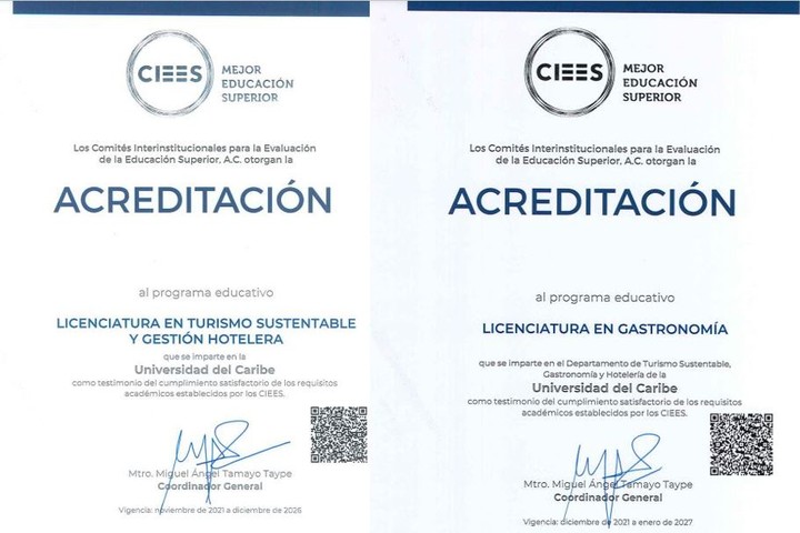 Reacredita Unicaribe calidad de licenciaturas de Gastronomía y Turismo Sustentable