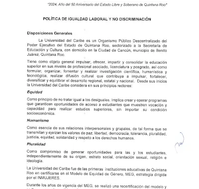 Política de Igualdad Laboral