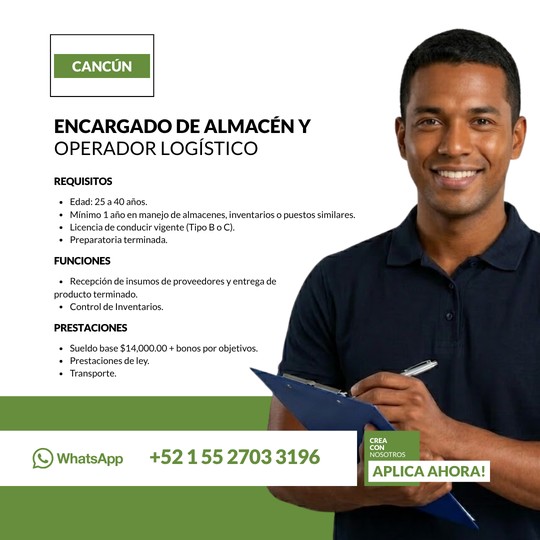 ENCARGADO DE ALMACÉN Y OPERADOR LOGISTICO