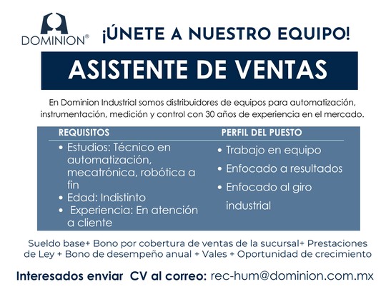 Asistente de Ventas - Grupo Dominion